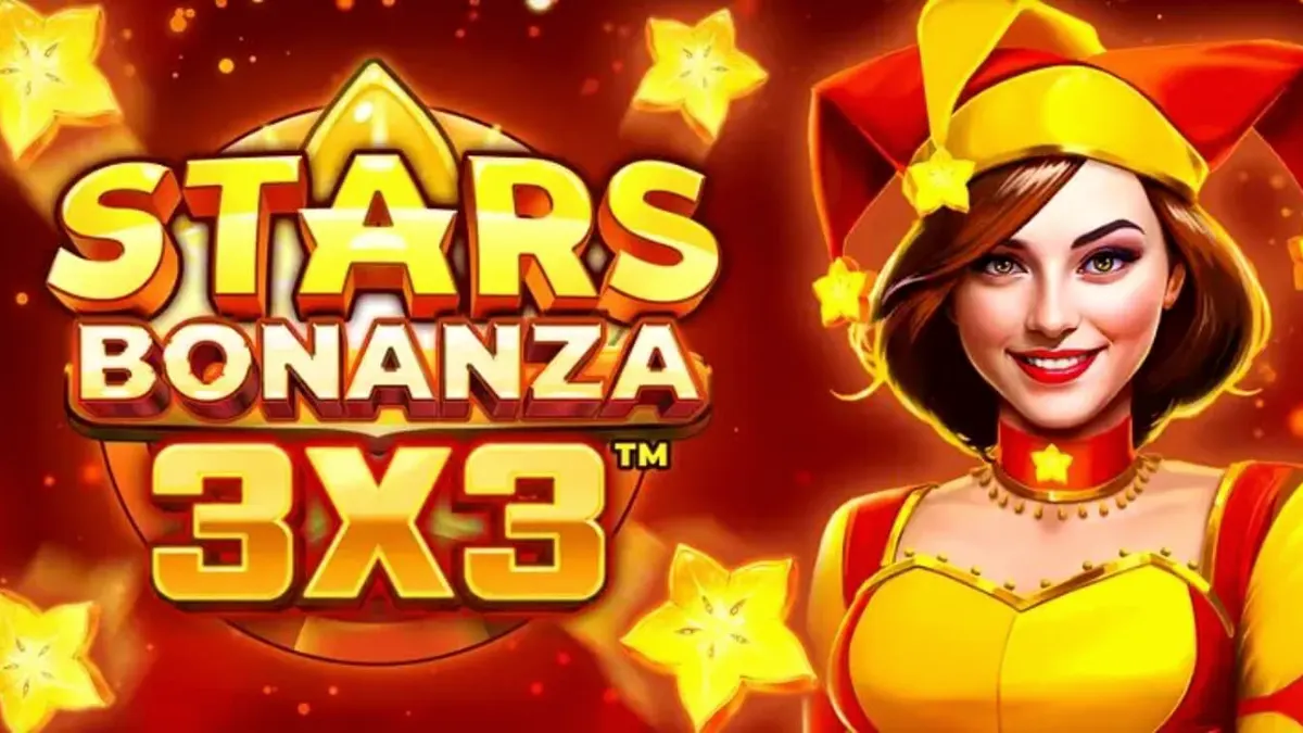 Tampilan visual slot Stars Bonanza 3x3 dengan latar belakang kosmik dan simbol buah yang bercahaya.