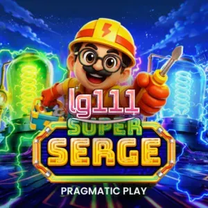 Tampilan layar permainan slot Super Serge dengan karakter robot teknisi listrik.